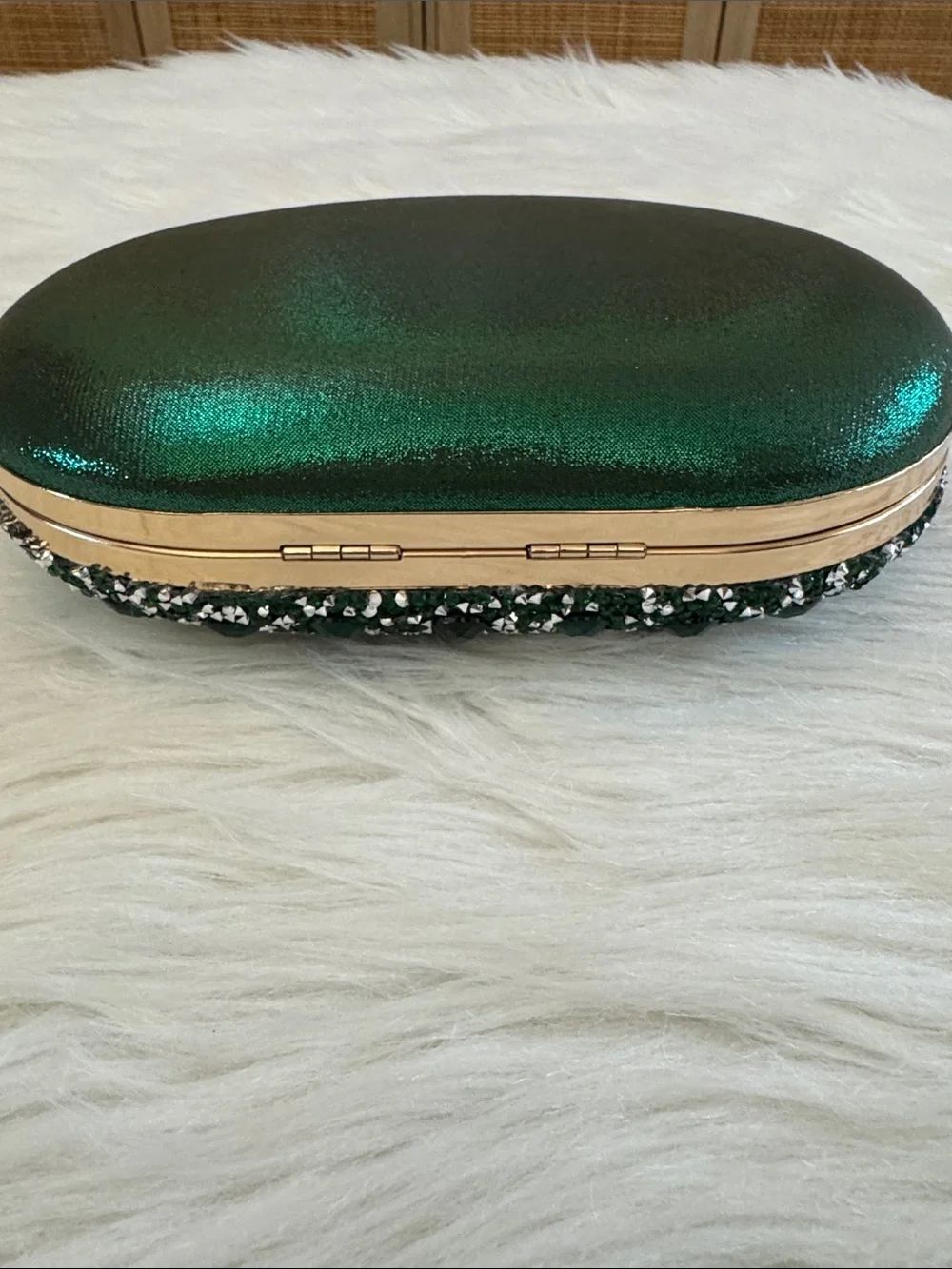 RAMLA Embellished Emerald Crystal Evening Clutch Crossbody Hand Bag